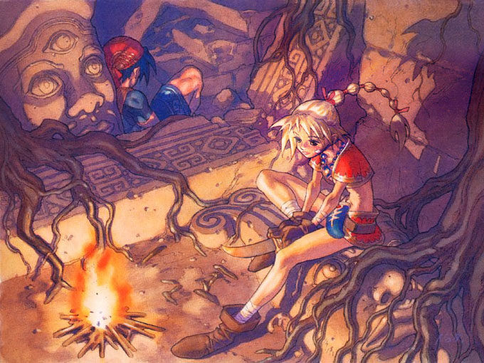Serge & Kid by Campfire Art from Chrono Cross