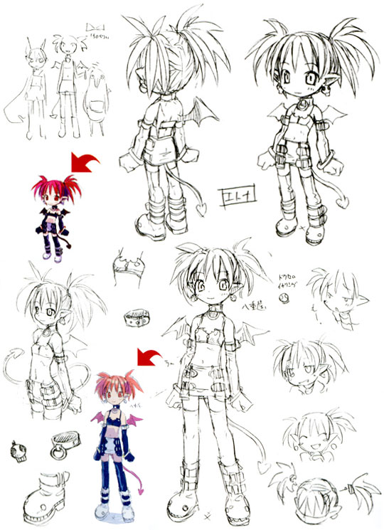 Etna Concept Sketches from Disgaea: Hour of Darkness