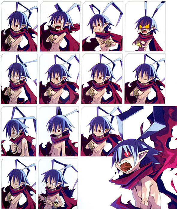 Laharl Facial Expressions Art from Disgaea: Hour of Darkness