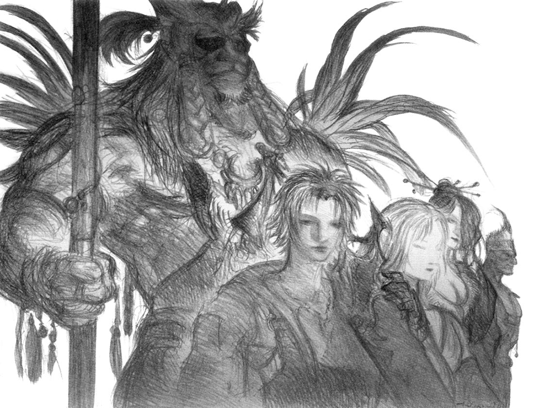 Main Characters Art by Amano from Final Fantasy X