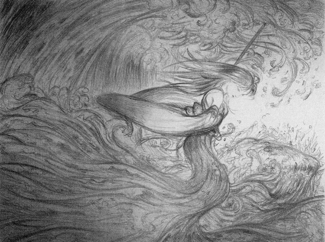 Yuna Sending Art by Amano from Final Fantasy X