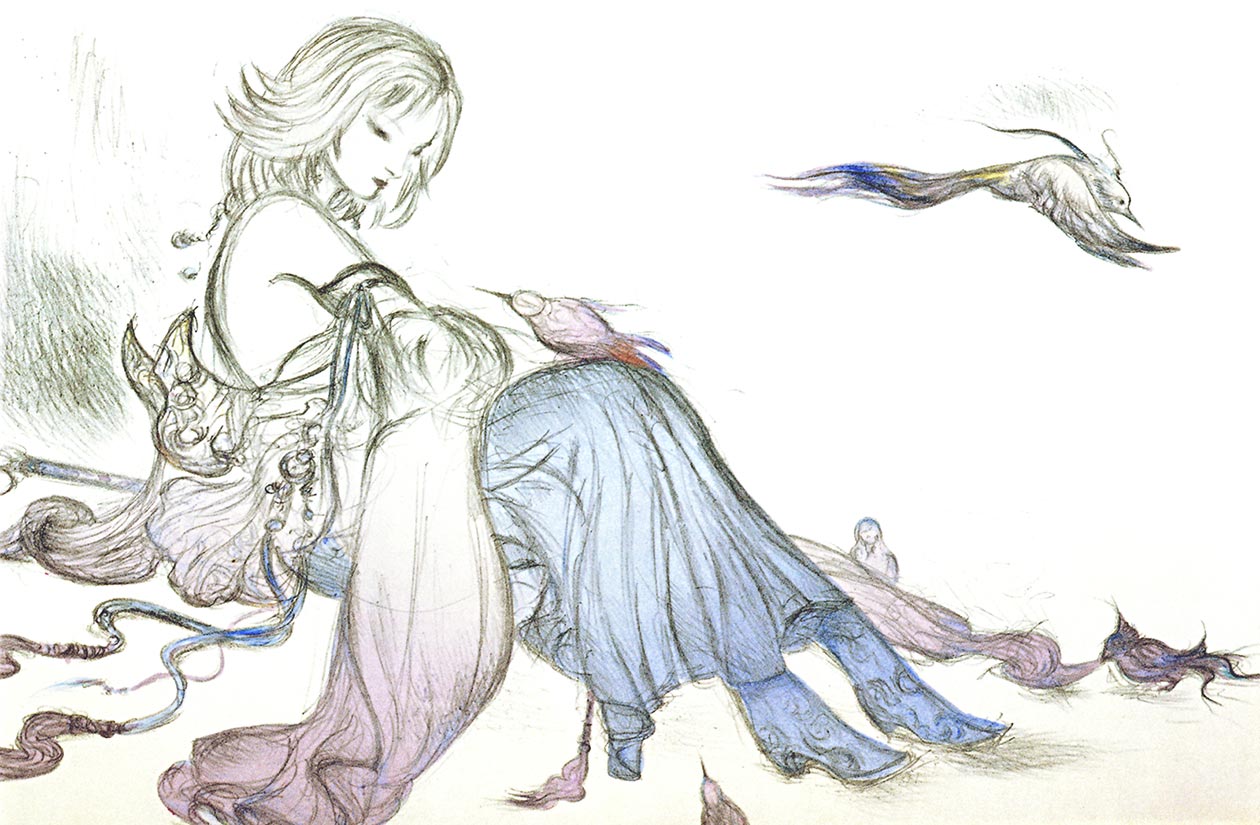 Yuna & Birds Art by Amano from Final Fantasy X