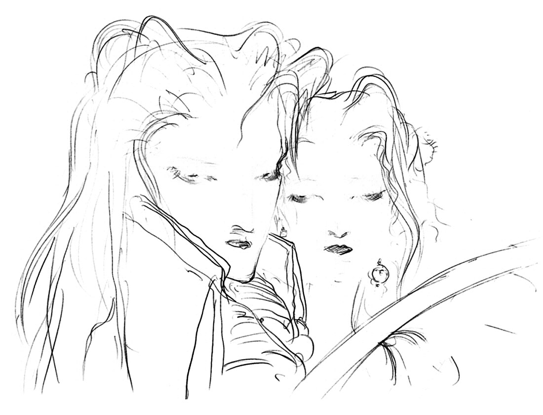 Sephiroth and Aerith 'Looking' Sketch from Final Fantasy VII