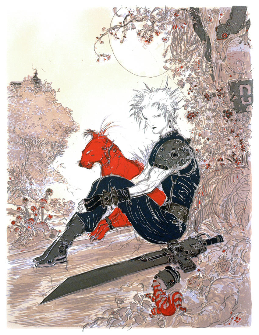 Cloud and Red XIII 'Rest' Art from Final Fantasy VII