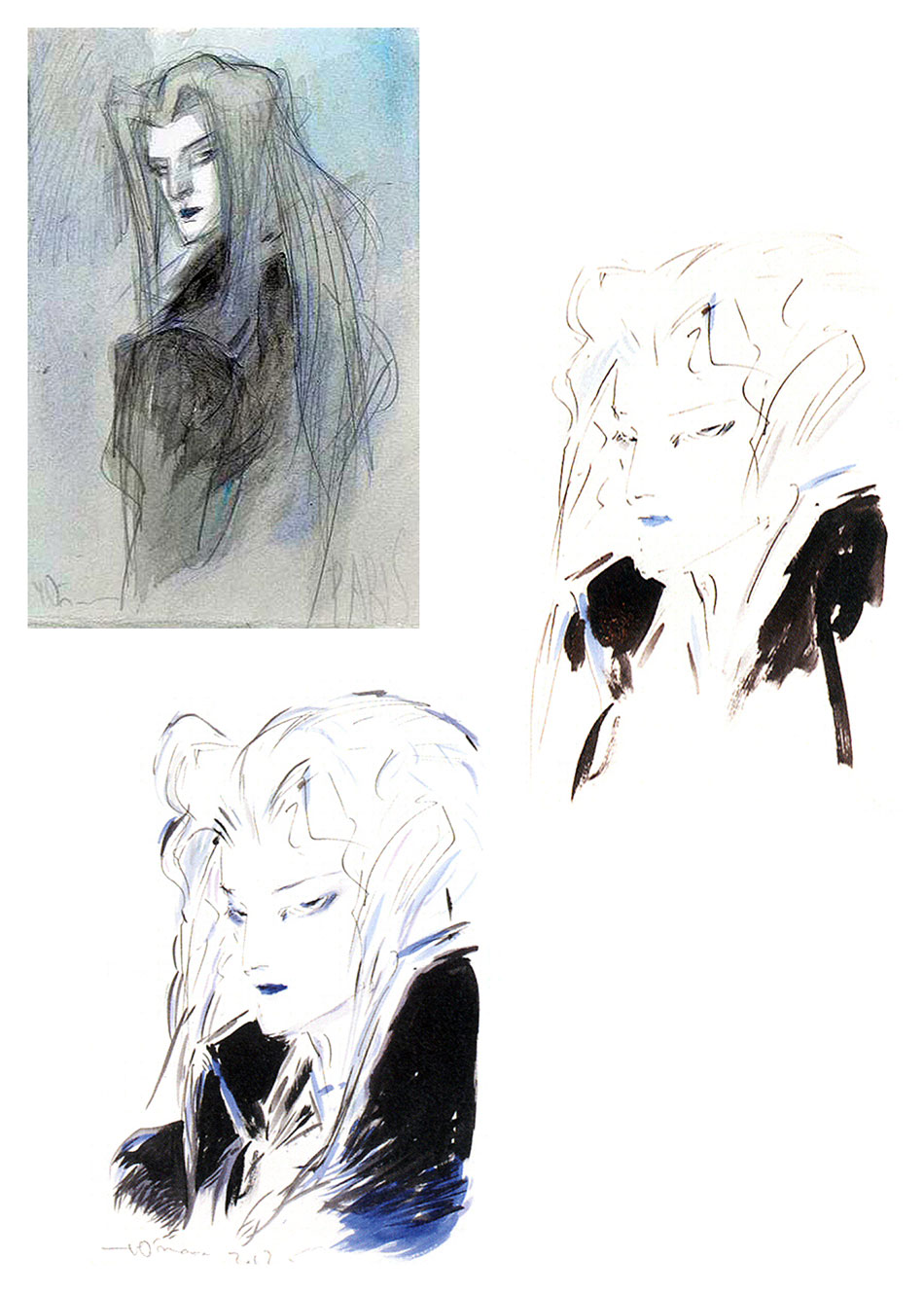 Sephiroth Portrait Sketches from Final Fantasy VII