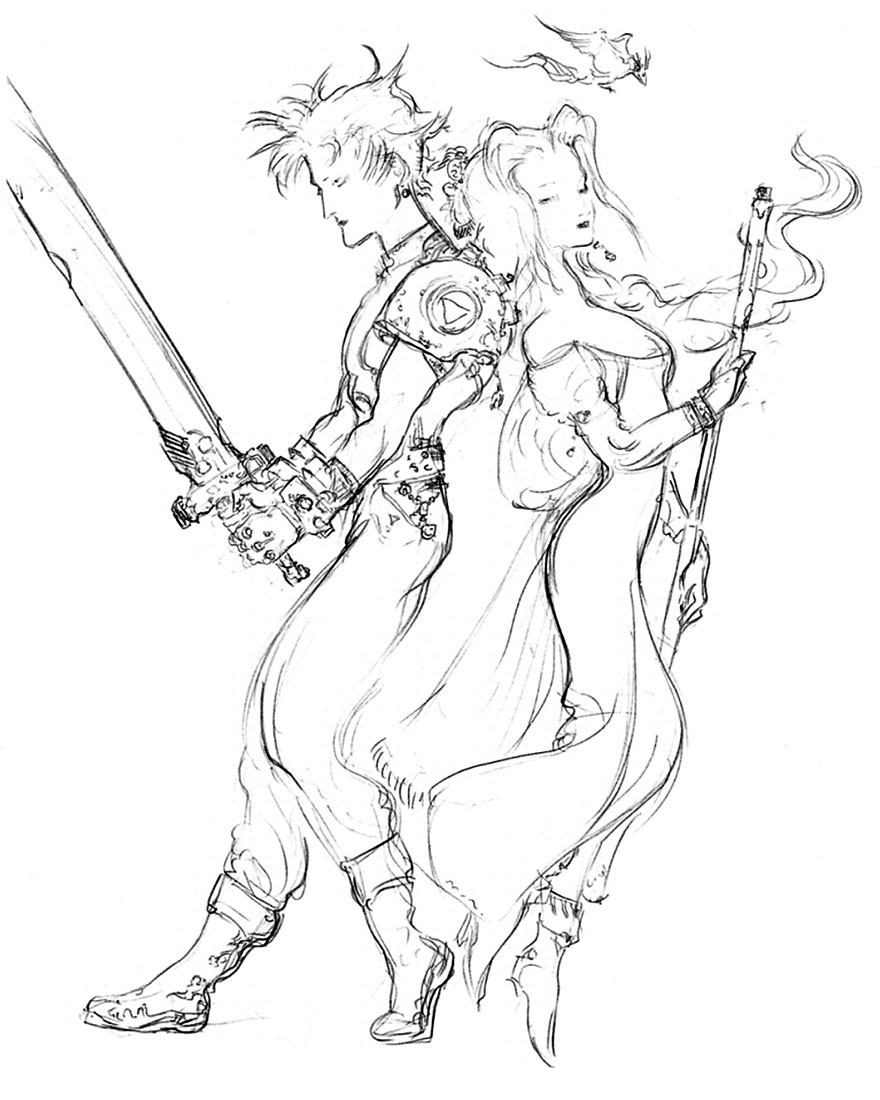 Cloud and Aerith 'Sky' Sketch from Final Fantasy VII