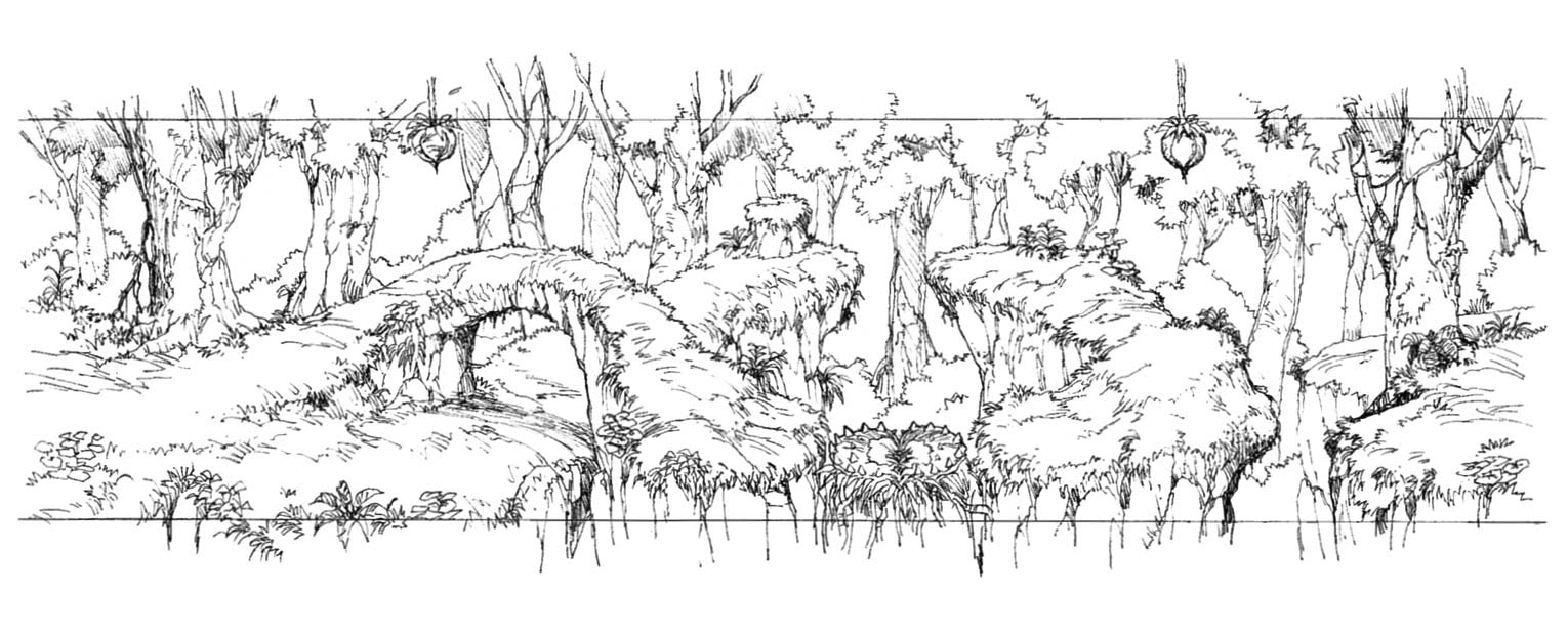 Ancient Forest Second Area Art from Final Fantasy VII