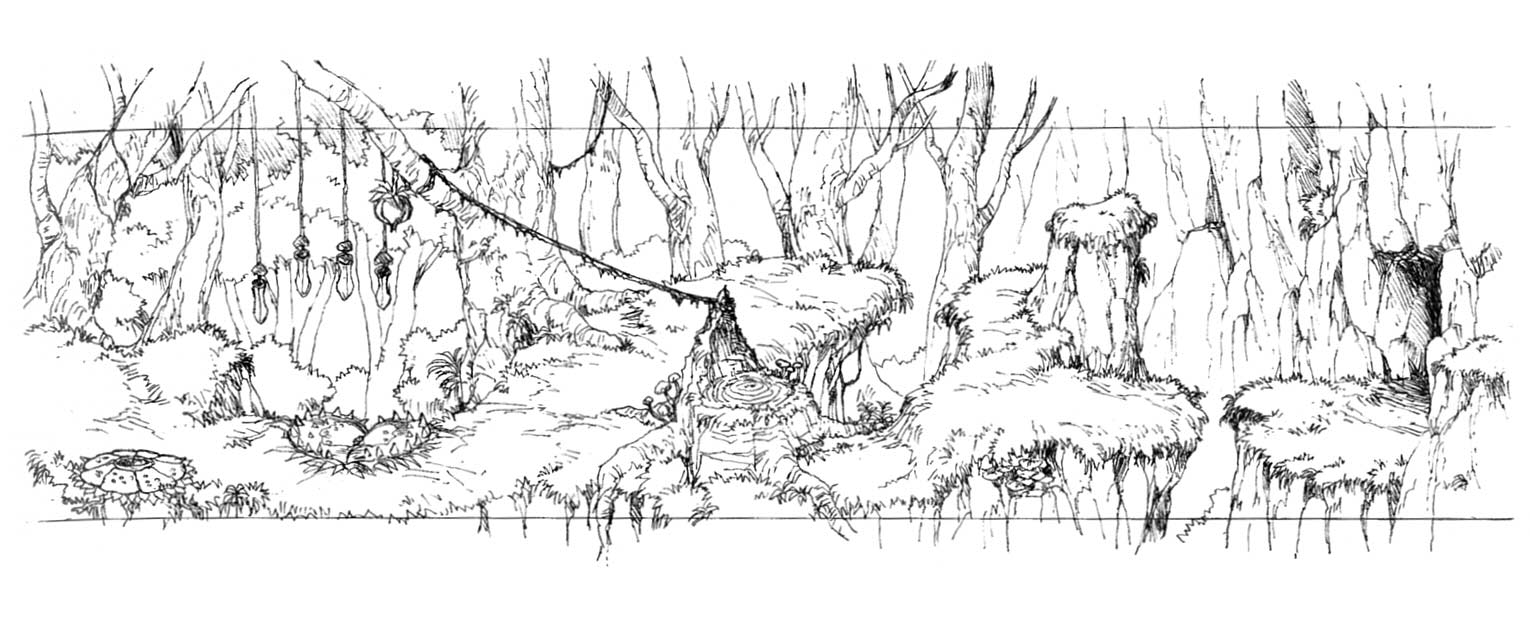 Ancient Forest Third Area Art from Final Fantasy VII