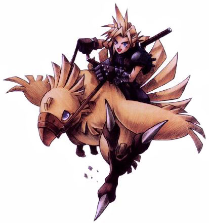 Cloud Riding Chocobo Art from Final Fantasy VII