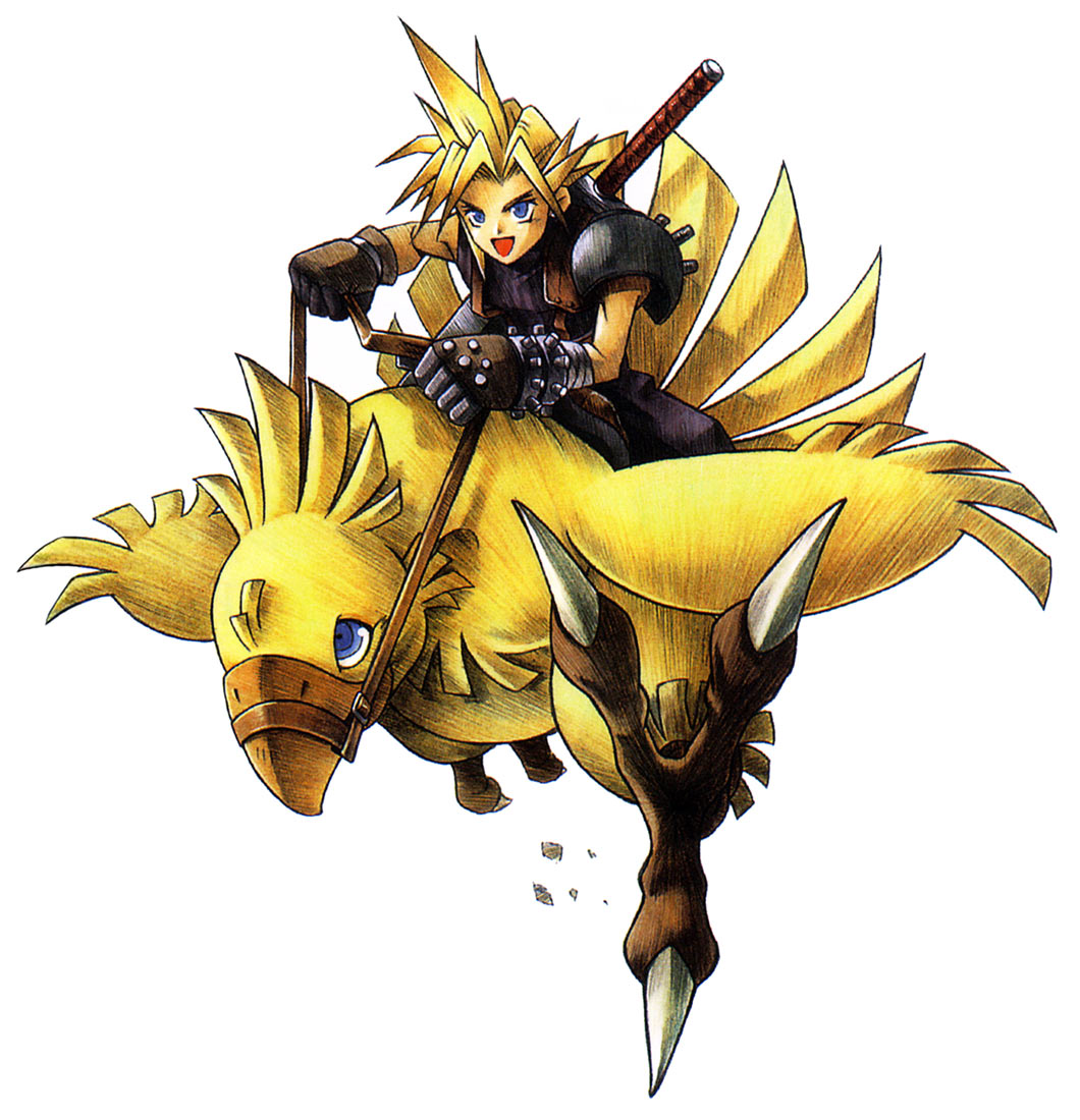 Cloud Riding Chocobo Art from Final Fantasy VII
