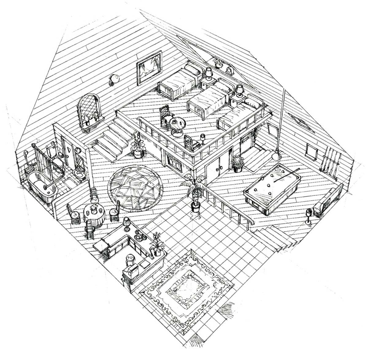 Costa Del Sol Inn Art from Final Fantasy VII