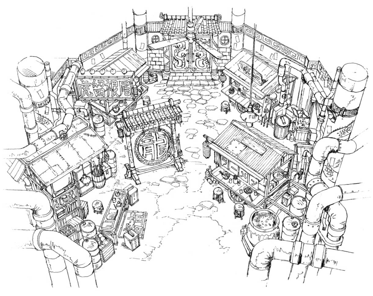 Don Corneo Mansion Entrance Art from Final Fantasy VII