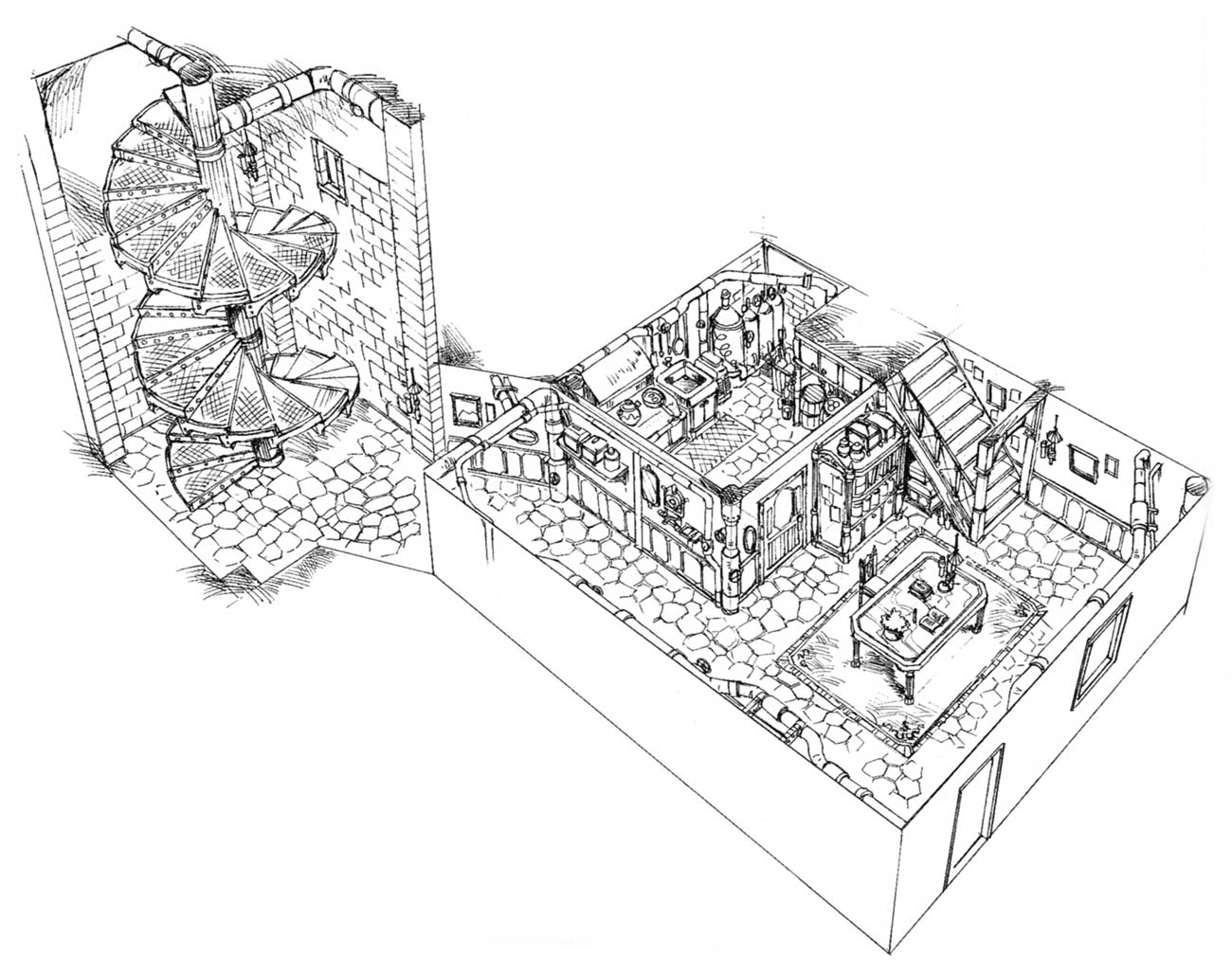 Kalm Tower House Art from Final Fantasy VII