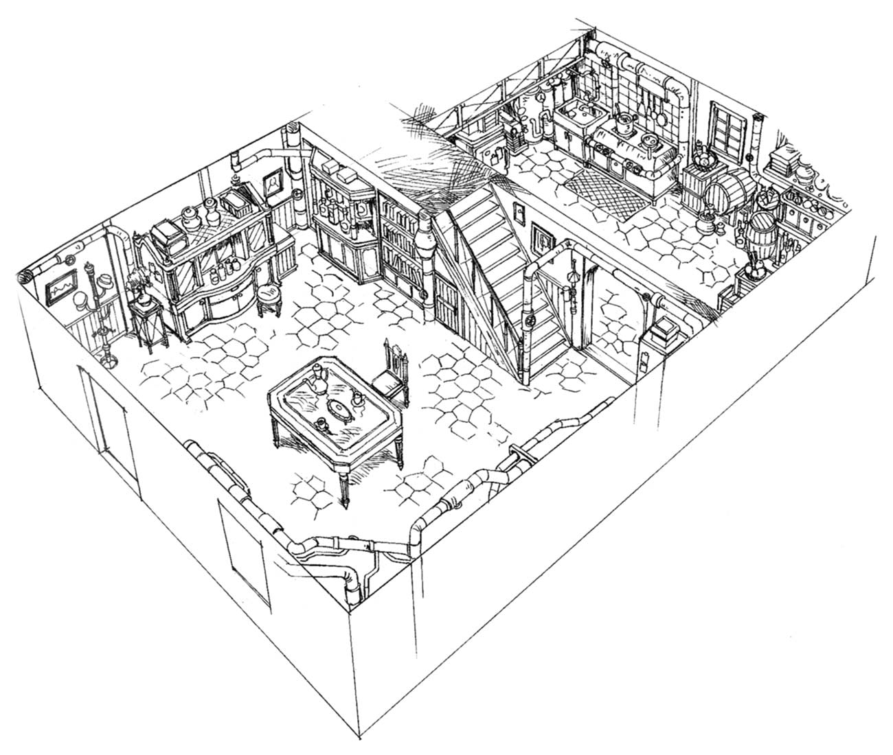 Kalm Traveler's House Art from Final Fantasy VII