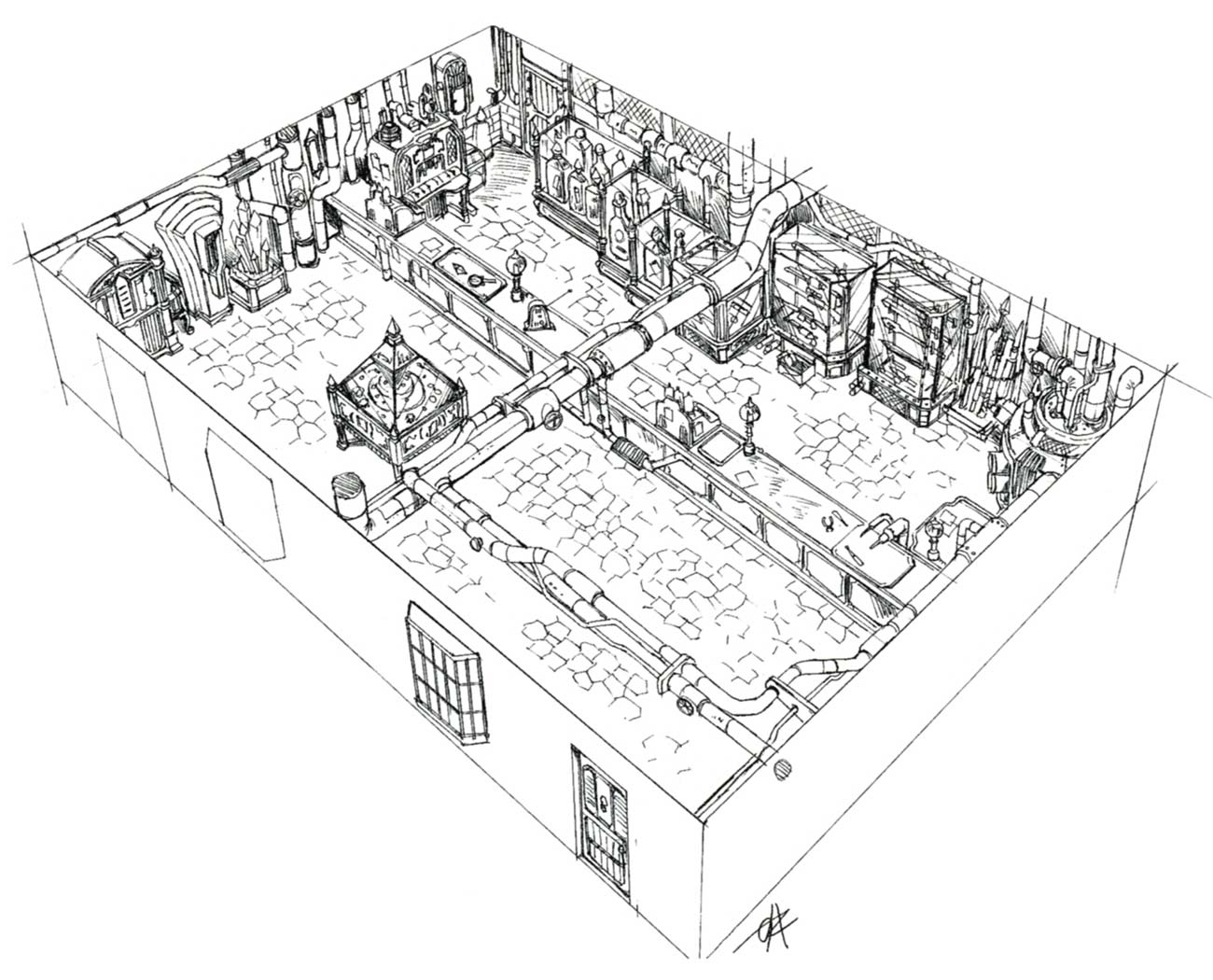 Kalm Weapon Shop Art from Final Fantasy VII