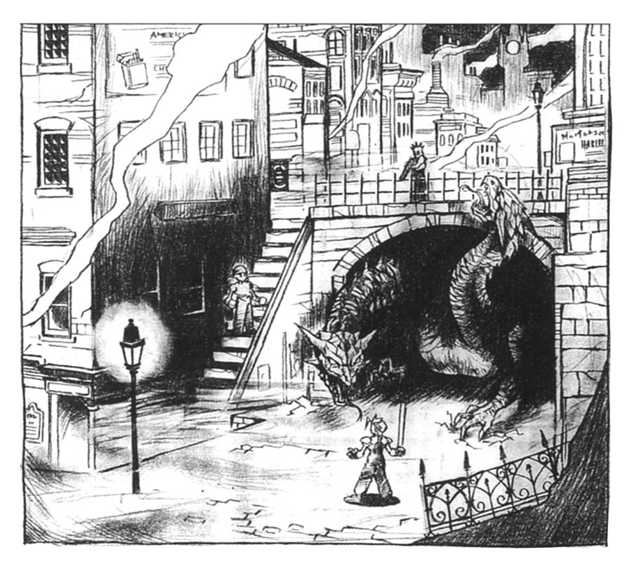 Midgar Town Square Art from Final Fantasy VII