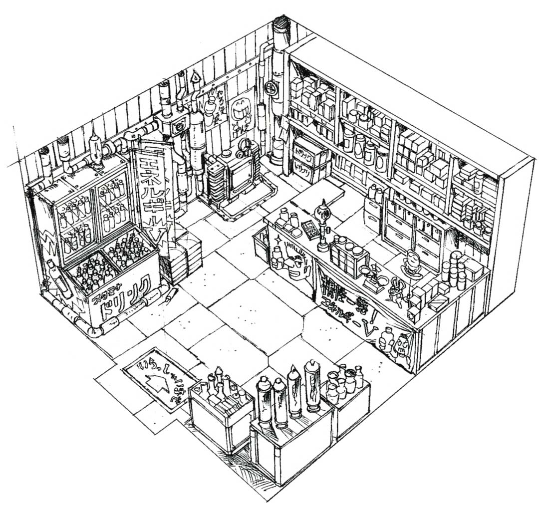 Midgar Wall Market Pharmacy Art from Final Fantasy VII