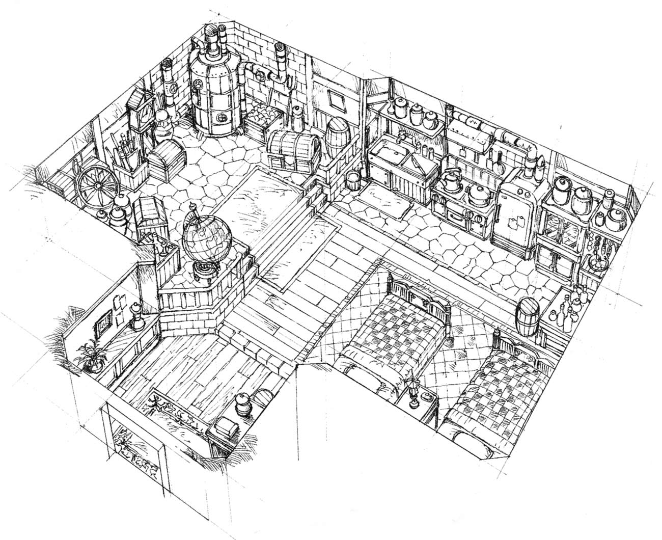 Nibelheim Living Quarters Art from Final Fantasy VII