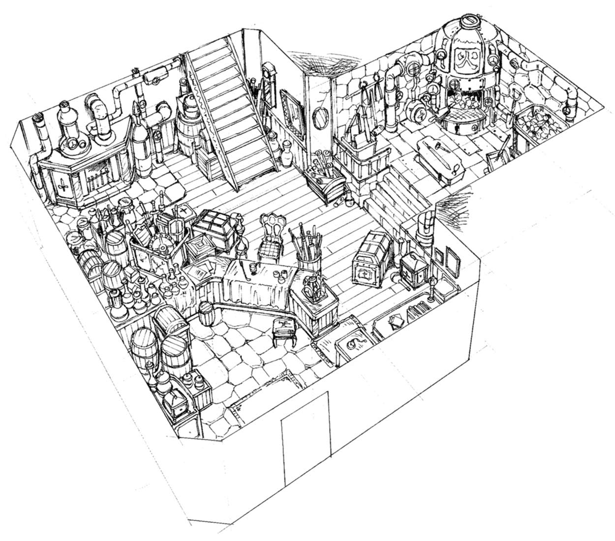 Nibelheim Workshop Art from Final Fantasy VII