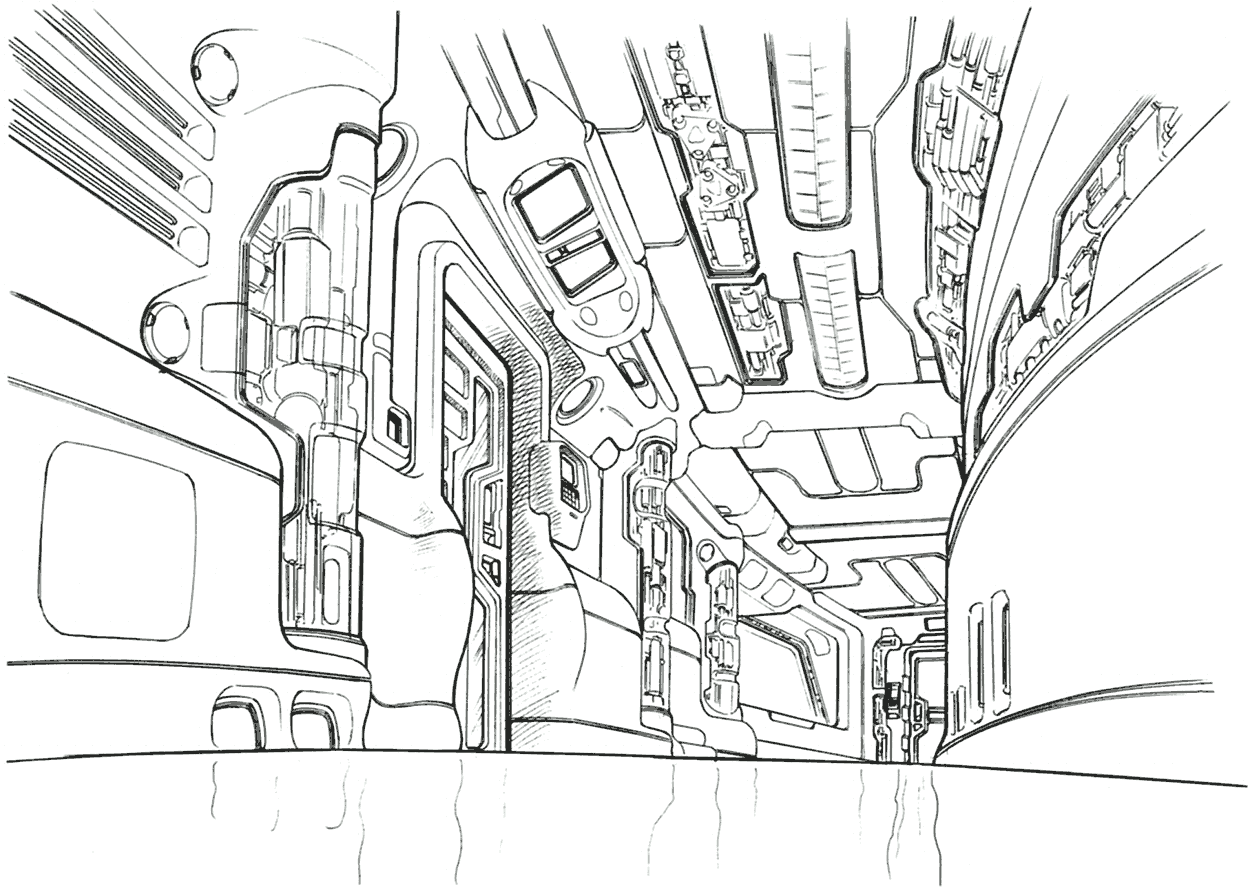 Lunar Base Med Lab Hall Art from Final Fantasy VIII