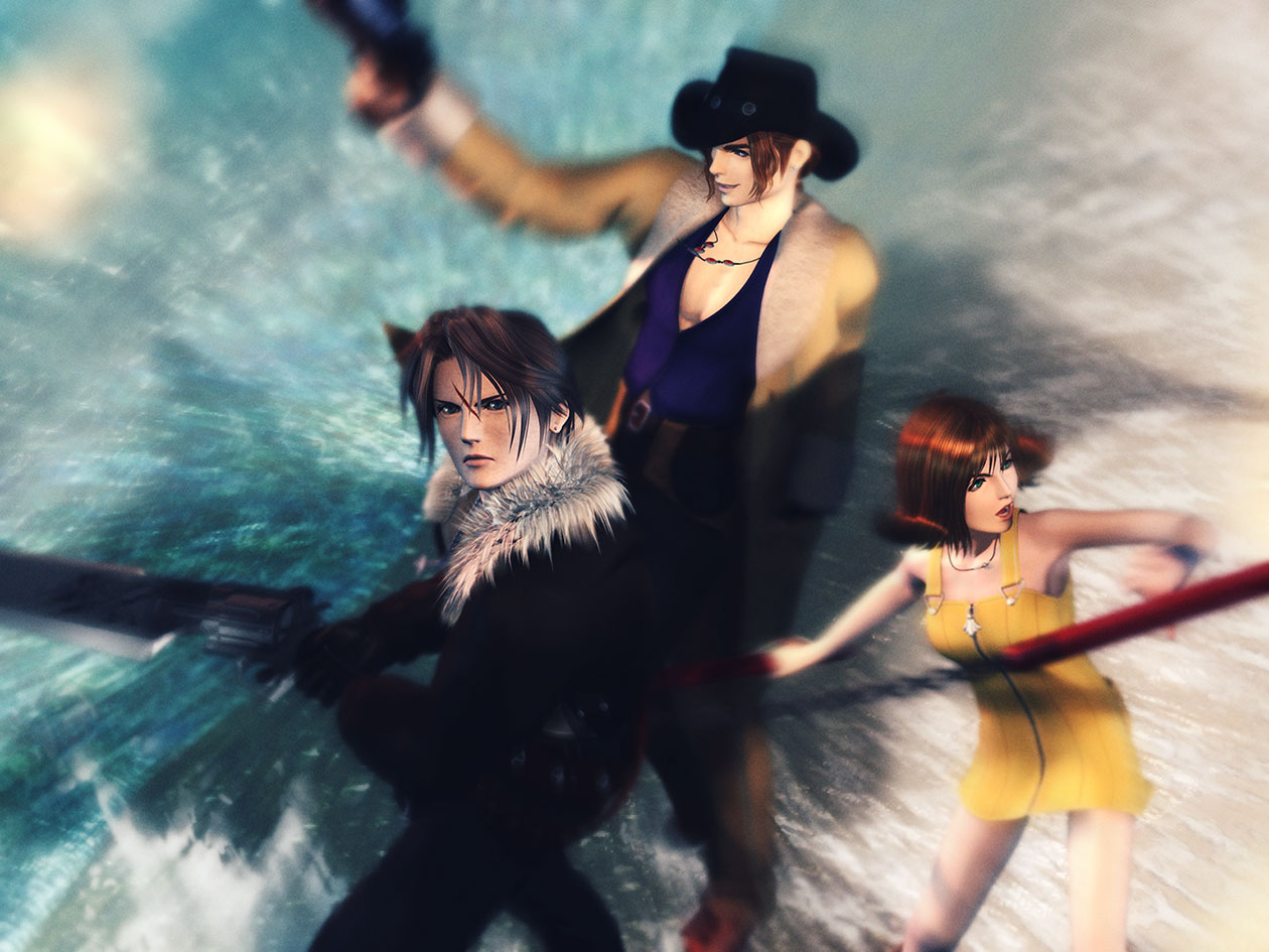Squall, Irvine, & Selphie Art from Final Fantasy VIII