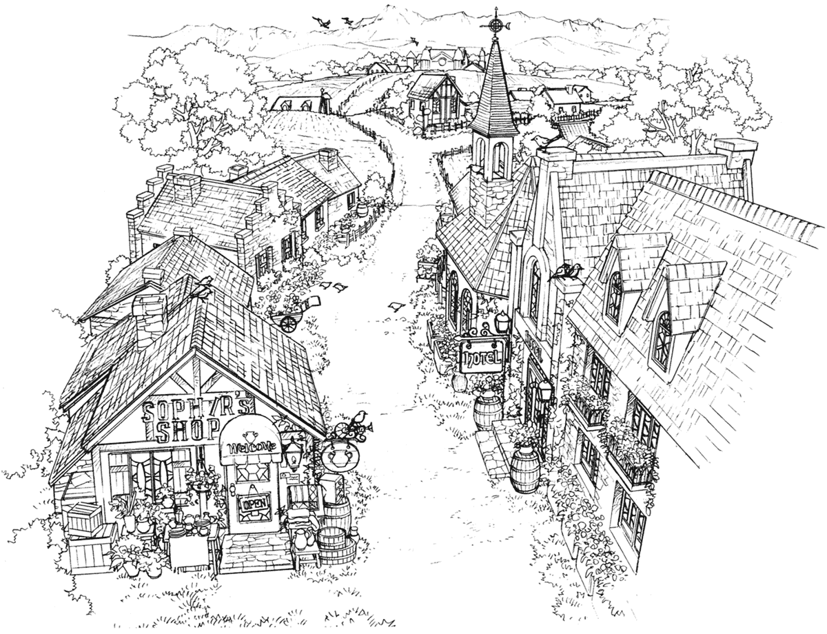 Winhill Entrance Art from Final Fantasy VIII