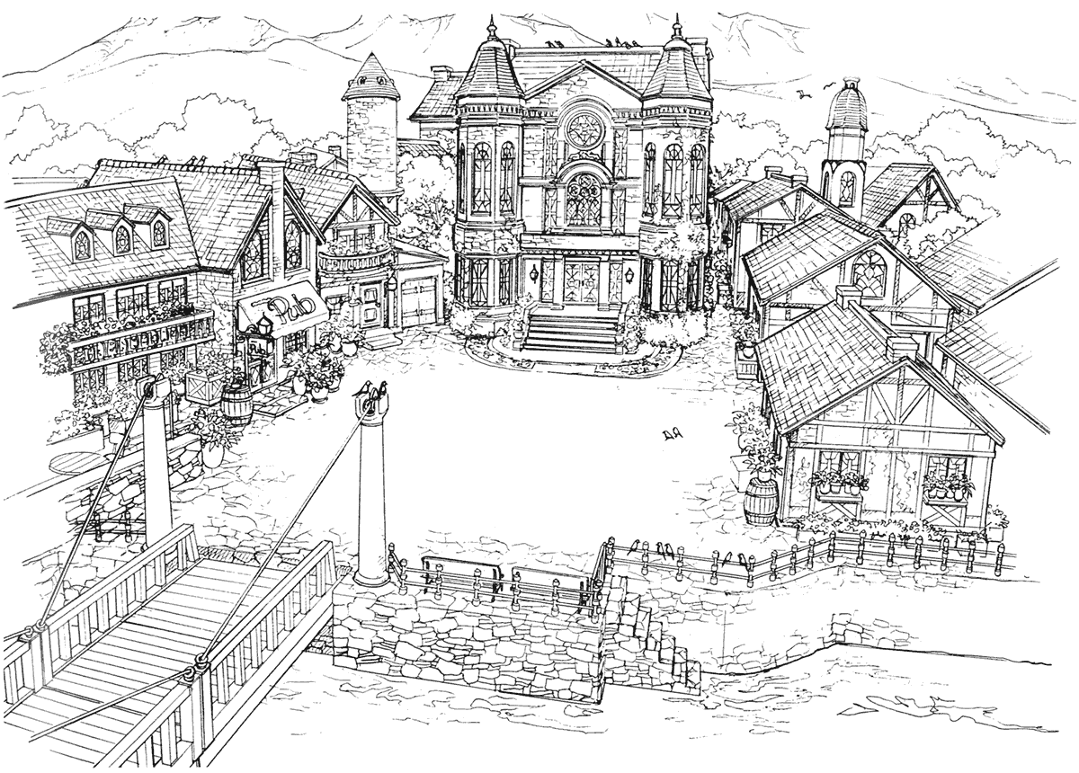 Winhill Town Square Art from Final Fantasy VIII