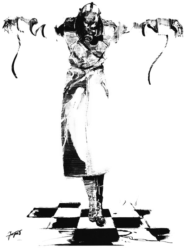 Psycho Mantis Black & White Art from Metal Gear Solid