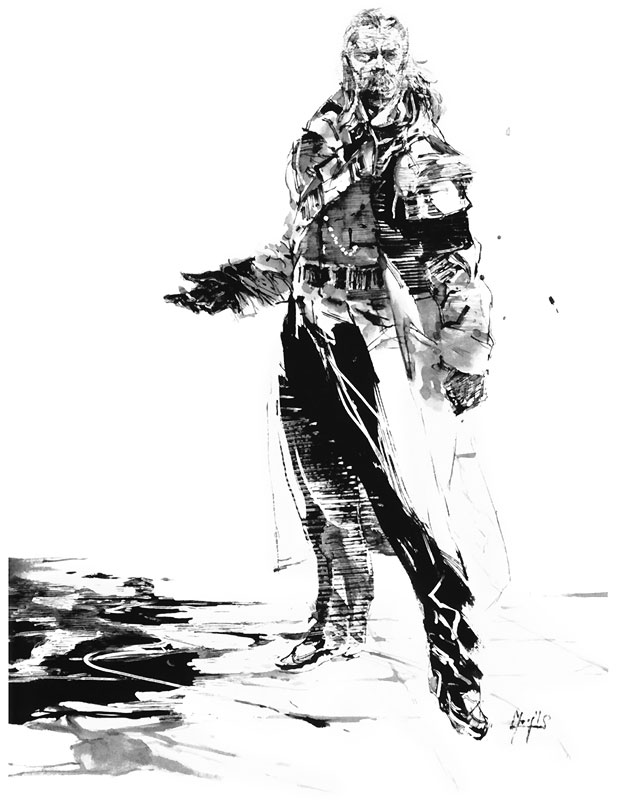 Revolver Ocelot Black & White Art from Metal Gear Solid