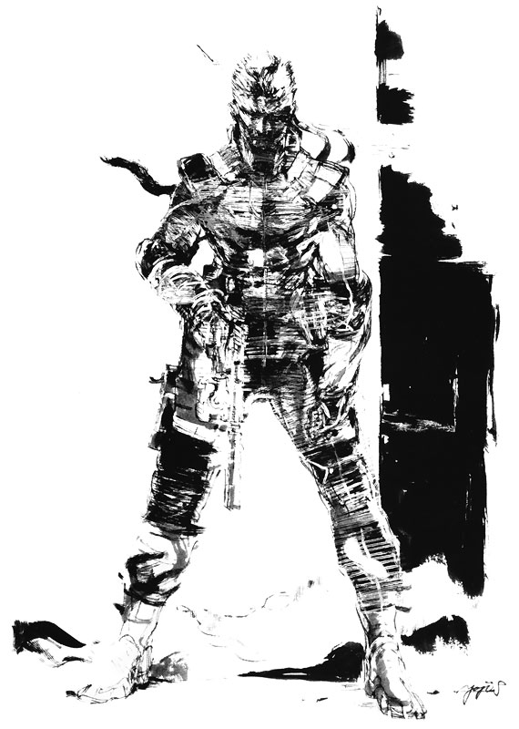 Solid Snake Black & White Art from Metal Gear Solid