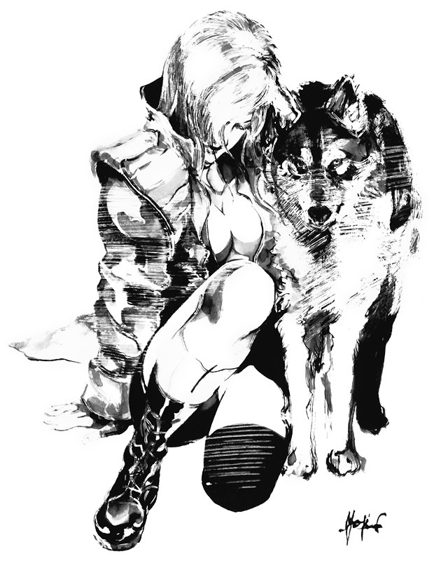 Sniper Wolf Black & White Art from Metal Gear Solid