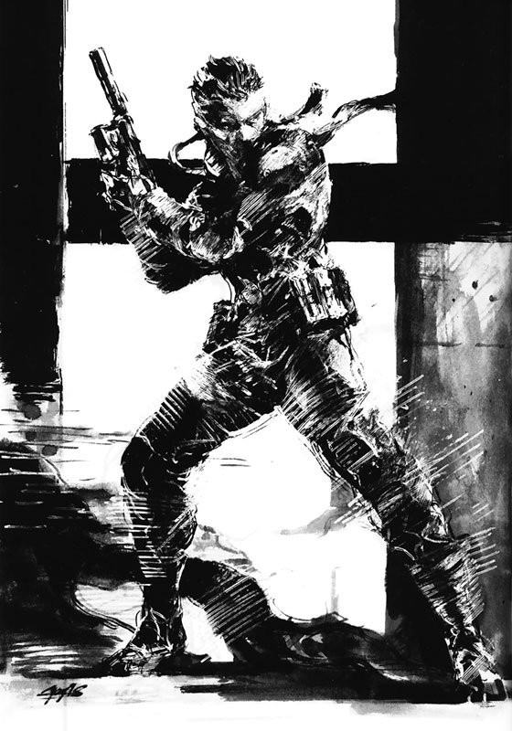 Solid Snake Black & White Promo Art from Metal Gear Solid