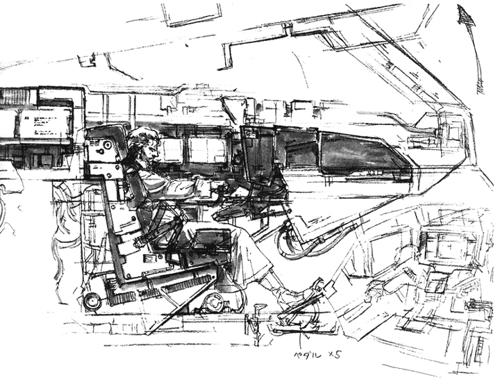 Metal Gear Rex Cockpit Sketch from Metal Gear Solid