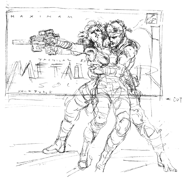 Meryl & Snake Rough Sketch from Metal Gear Solid