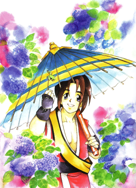 Shizumaru Hisame & Hydrangea Flowers Art from Samurai Shodown