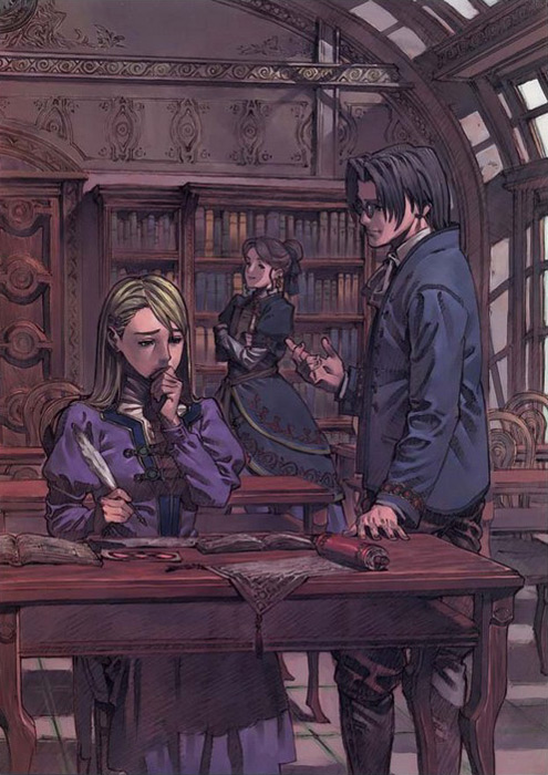 Library Story Scene Illustration from Valkyrie Profile