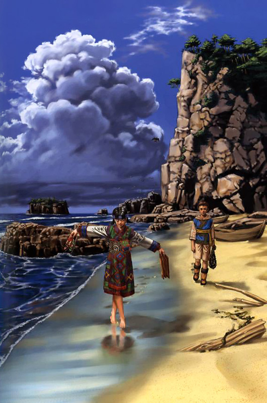 Beach Story Scene Illustration from Valkyrie Profile