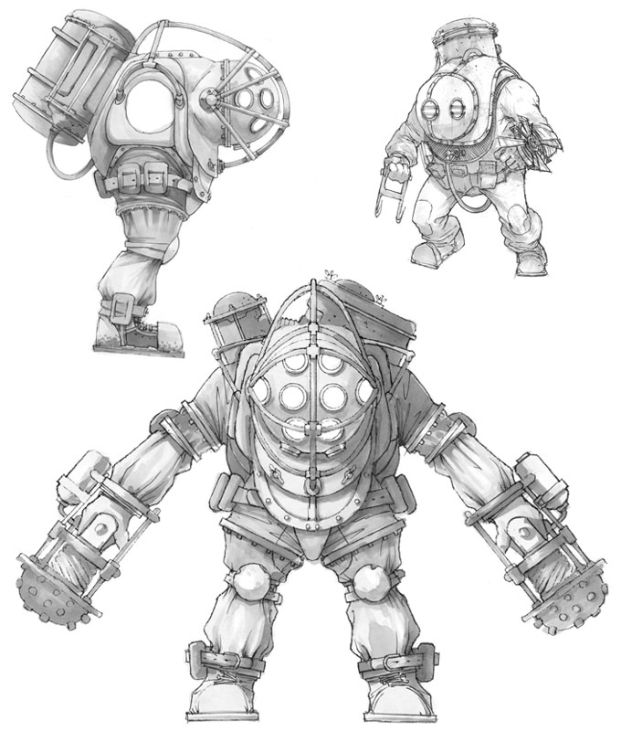 Big Daddy Sketches from BioShock