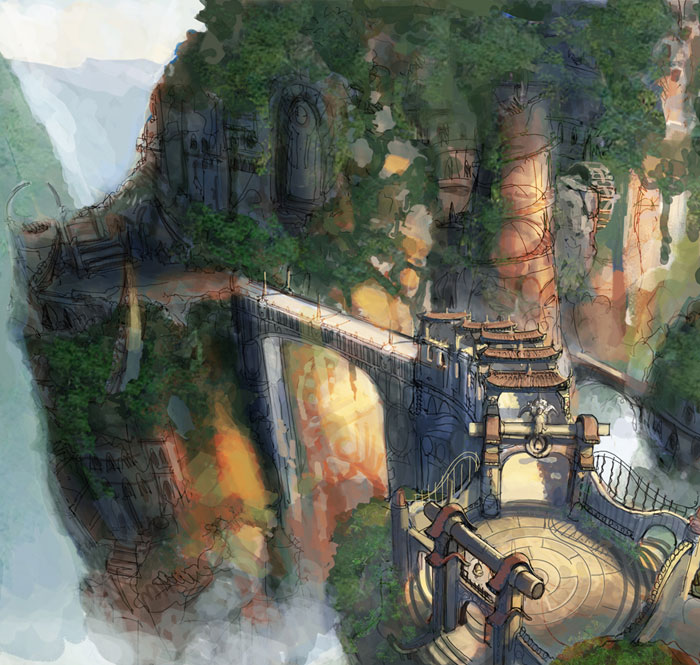 Mountain Bridge Art from Heavenly Sword