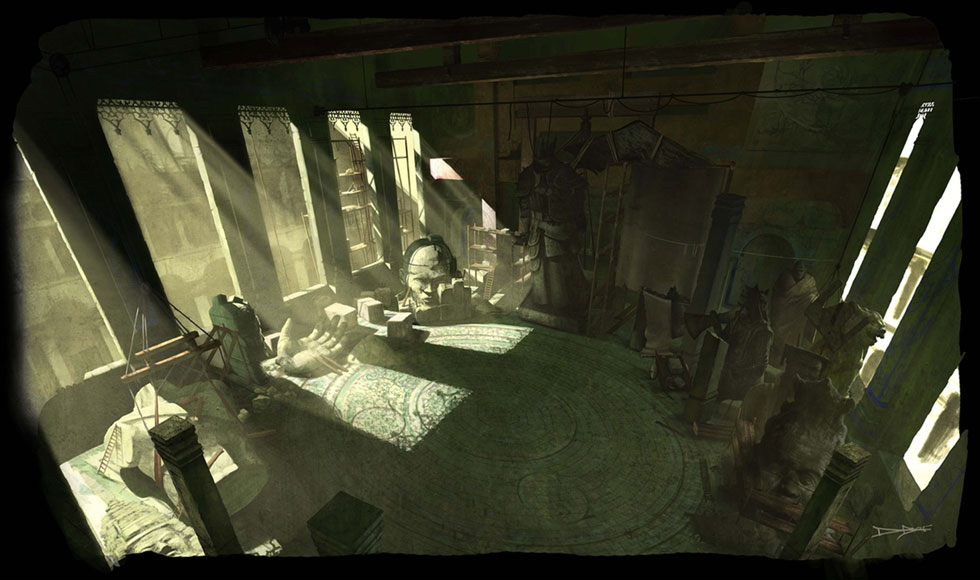 Temple Interior Concept Art from Heavenly Sword