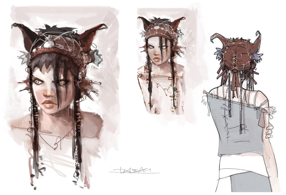 Kai Face Concept Art from Heavenly Sword