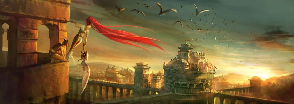 Kai & Nariko Viewing City Art from Heavenly Sword