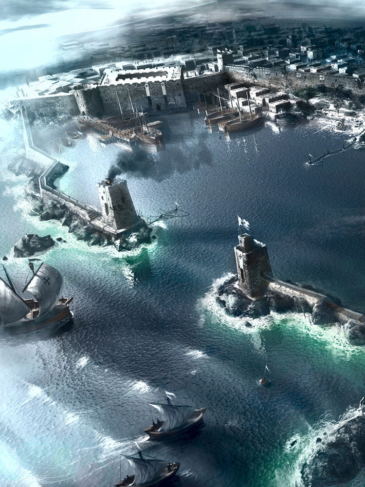 Acre Port Sea Entrance Art from Assassin's Creed