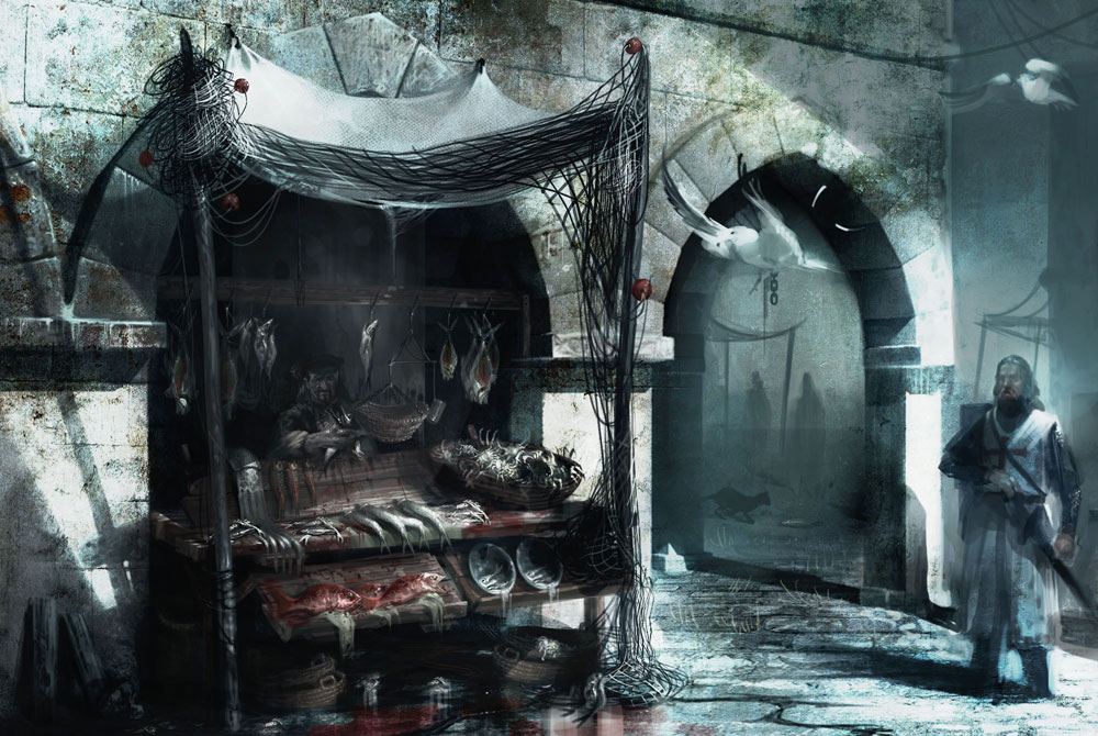 Acre Seafood Vendor Art from Assassin's Creed