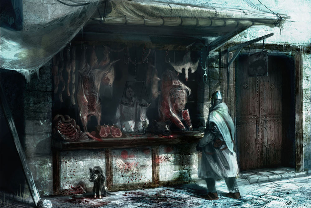 Acre Meat Vendor Art from Assassin's Creed