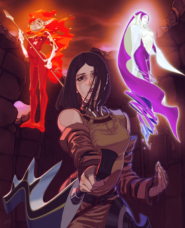 Arioch, Salamander, & Undine Art from Drakengard