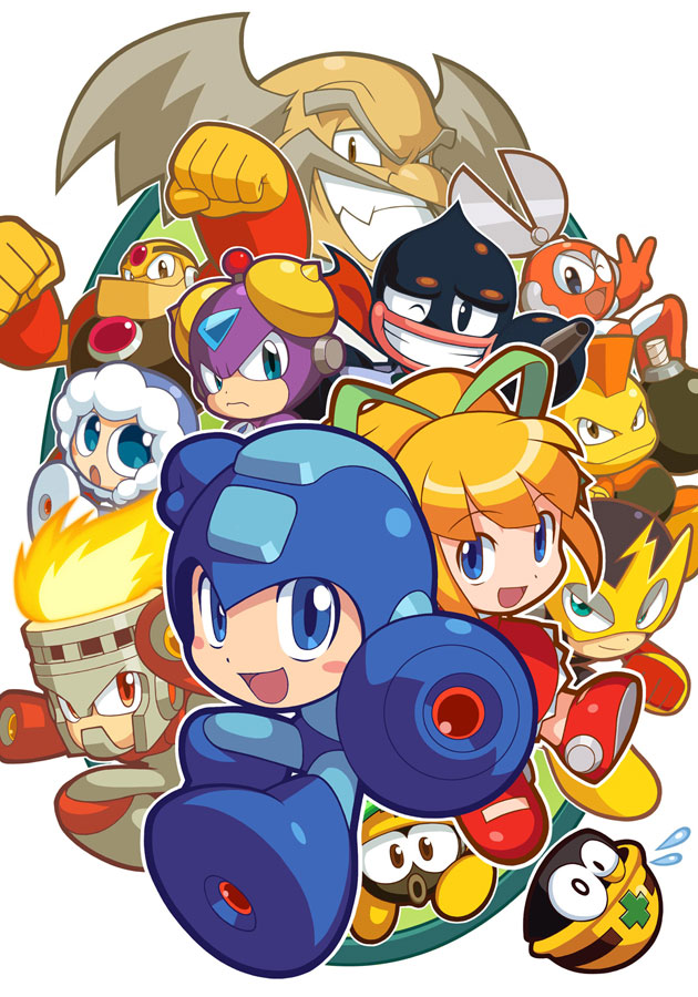 Main Characters Art from Mega Man Powered Up