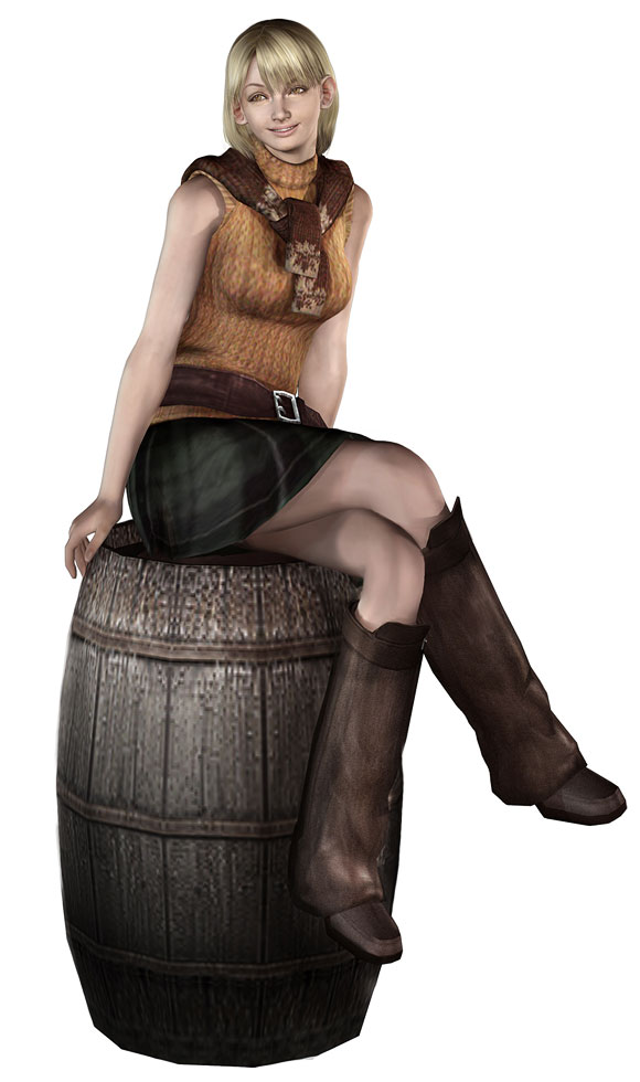 Ashley Sitting on Barrel Art from Resident Evil 4