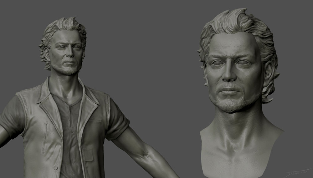 Atoq Navarro Face Model Art from Uncharted: Drake's Fortune