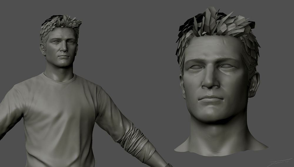 Nathan Drake Face Model Art from Uncharted: Drake's Fortune